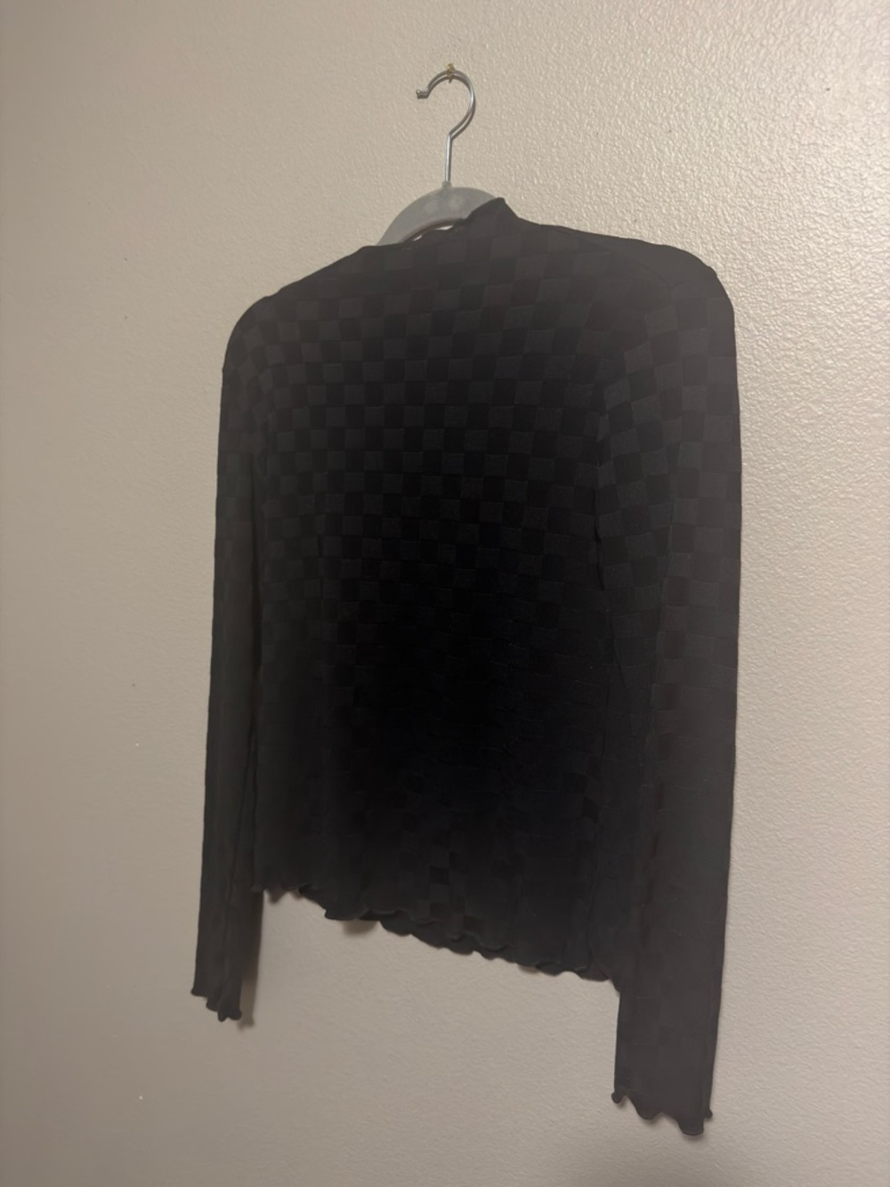 Vanilla Bay Black Long Sleeve Checker Knit Top